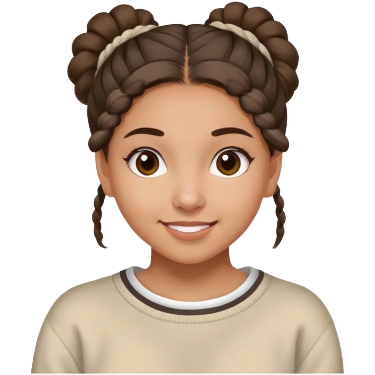 Young latina girl, very cheerful, hair tied up, with college sweater emoji