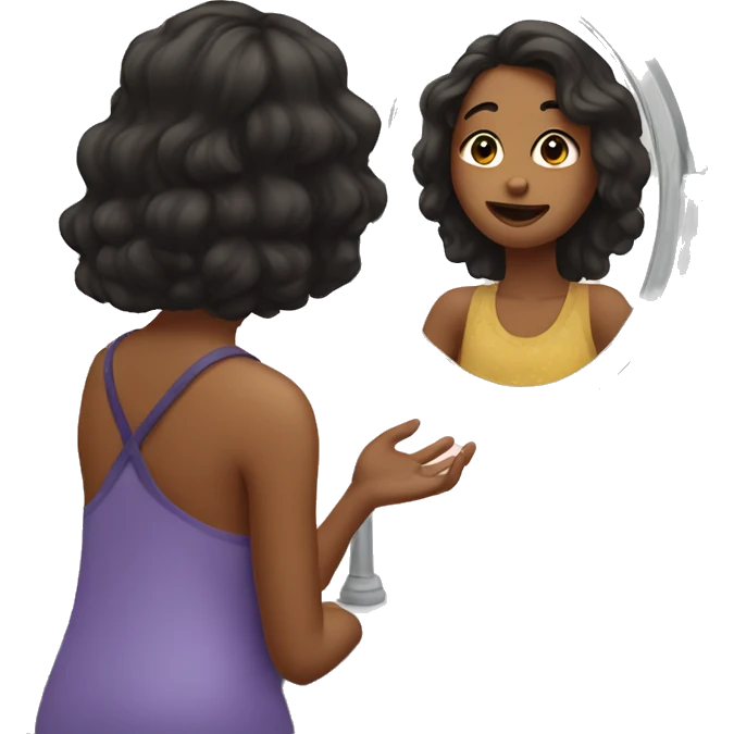 girl looking at herself in vanity mirror  emoji
