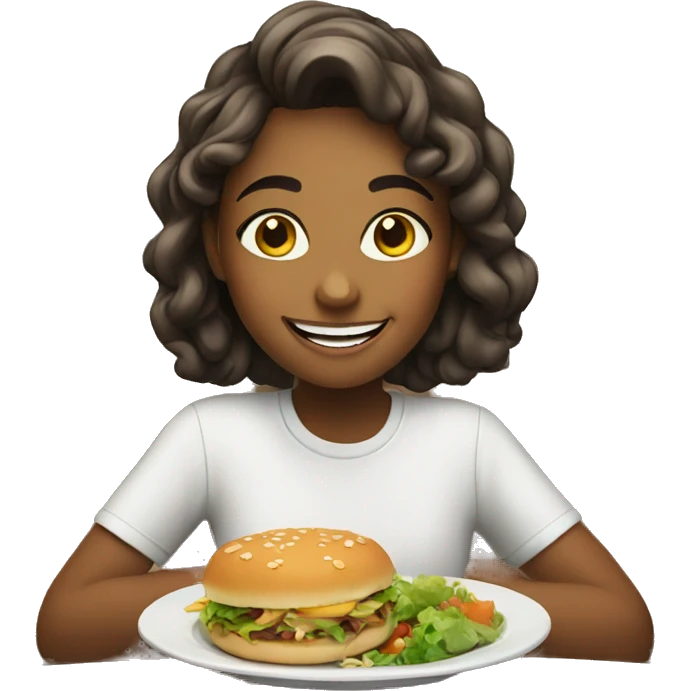 smiling girl enjoying food emoji