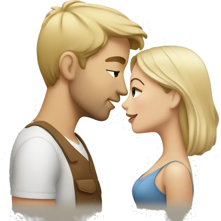 Blonde girl and brunette man kissing  emoji
