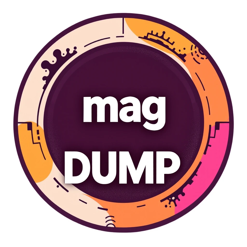 a logo, resembling that of a video site, for the text: "mag DUMP" emoji