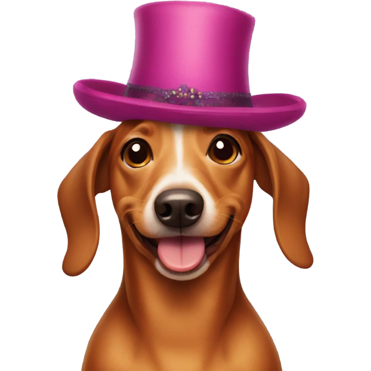 weenie dog wearing a funny hat emoji