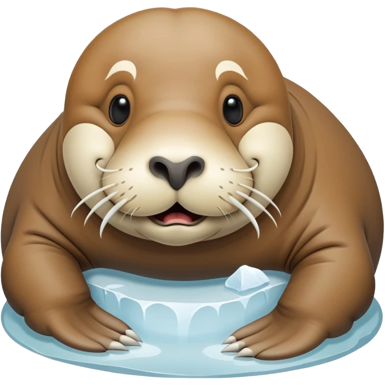 A round-shaped walrus rolls on the ice with a jolly wobble, tusks poking out in a silly smile! emoji