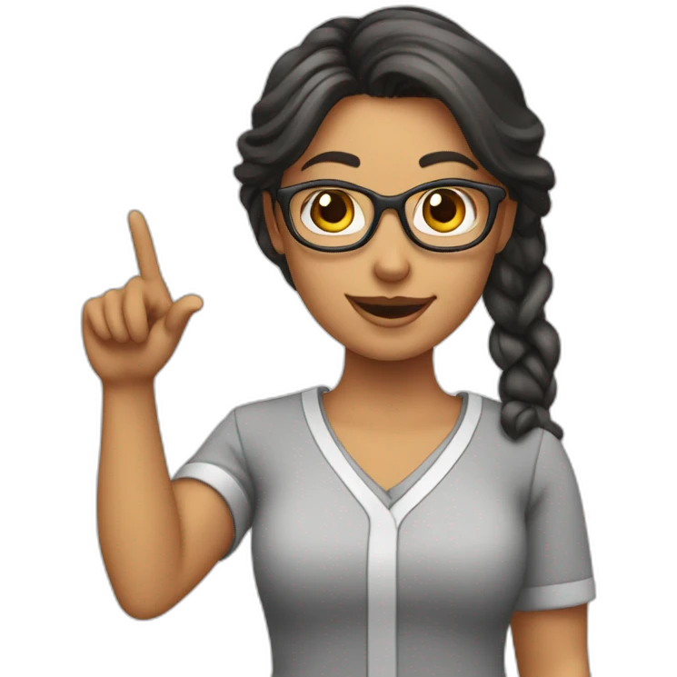 teacher pointing at a girls makeup emoji