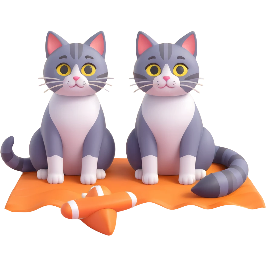 Two cats sitting on the beach at sunset emoji