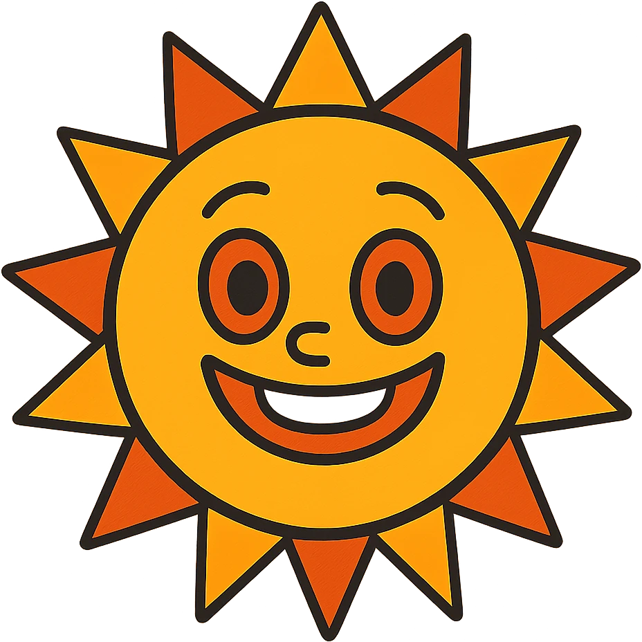 smiling sun vibrant toon emoji