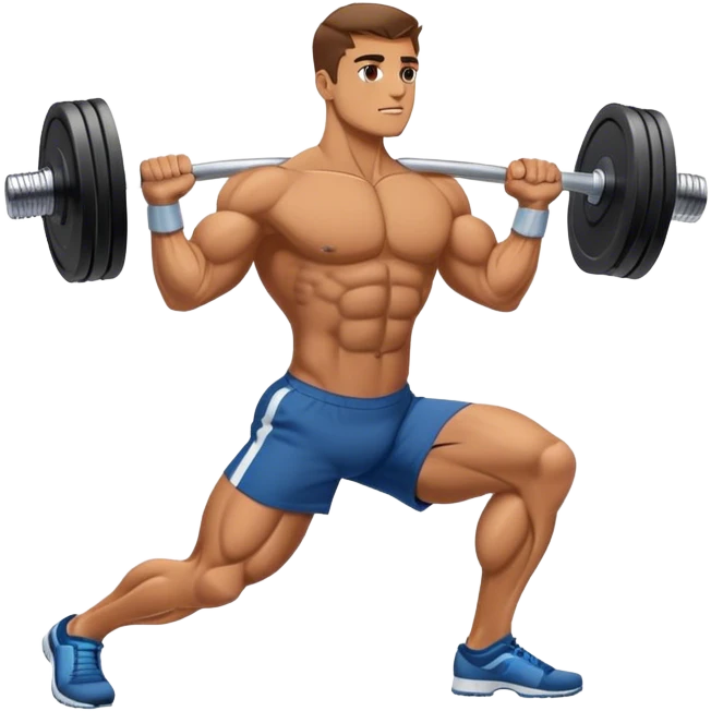 side-view bodybuilder dumbbell lunges emoji