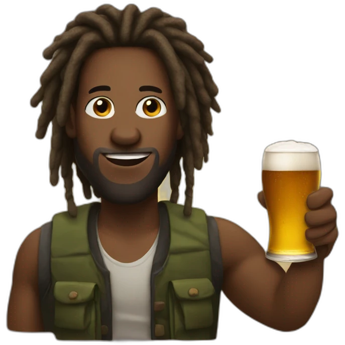 black-man-with-dreadlocks-and-beer emoji