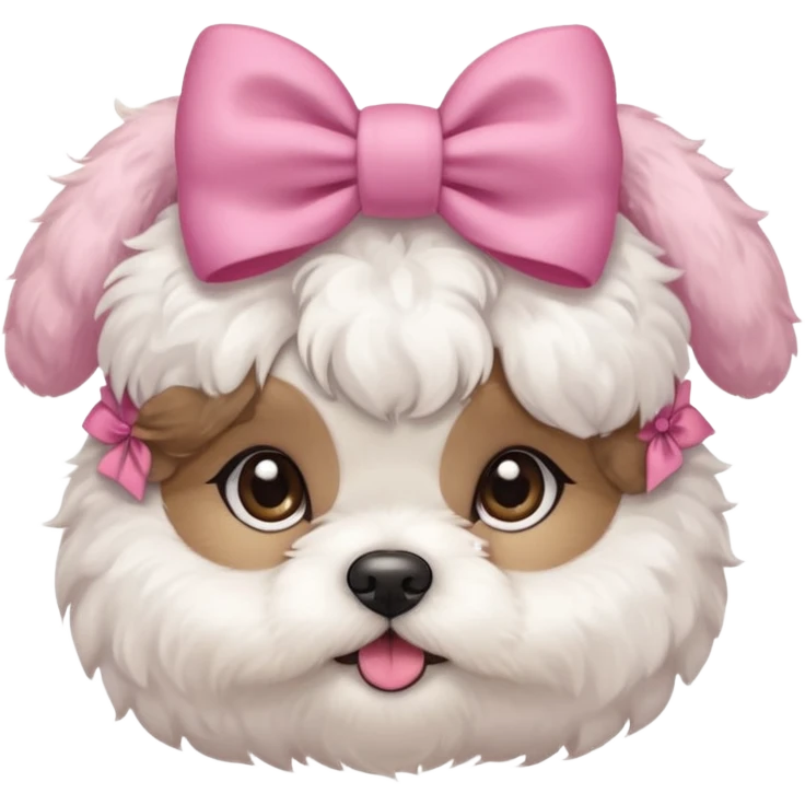 Schichon puppy face with a pink bow on head emoji