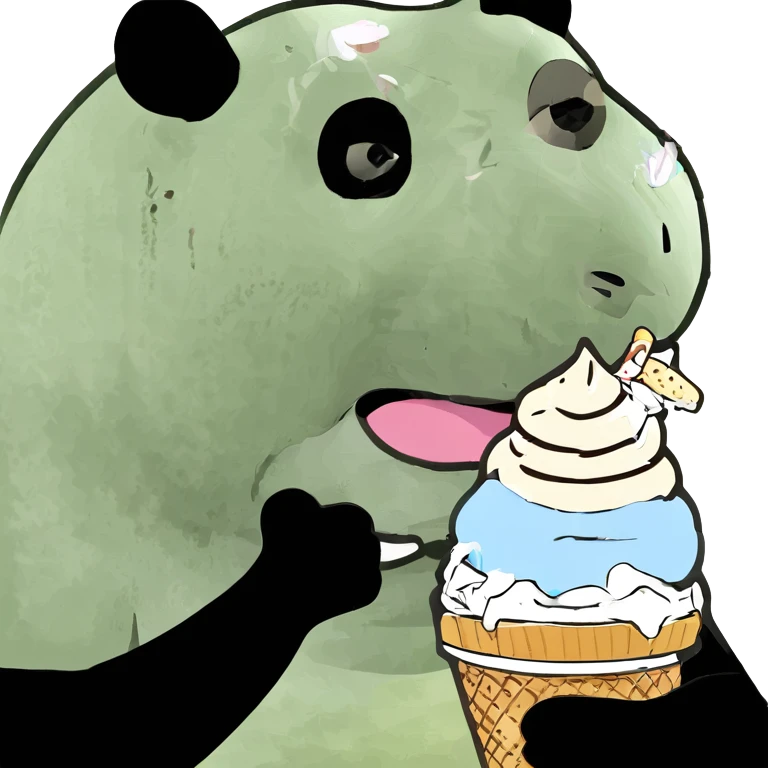 Panda eating ice cream emoji