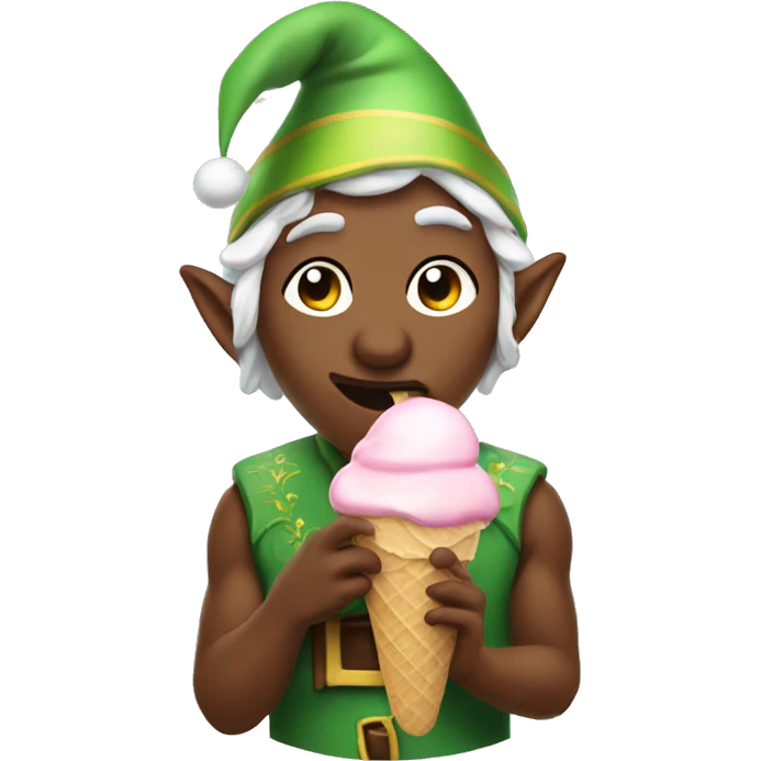 Elf exotic eating ice cream emoji