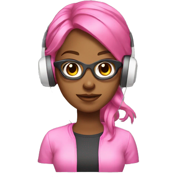Gamer girl with headset and pink controller emoji