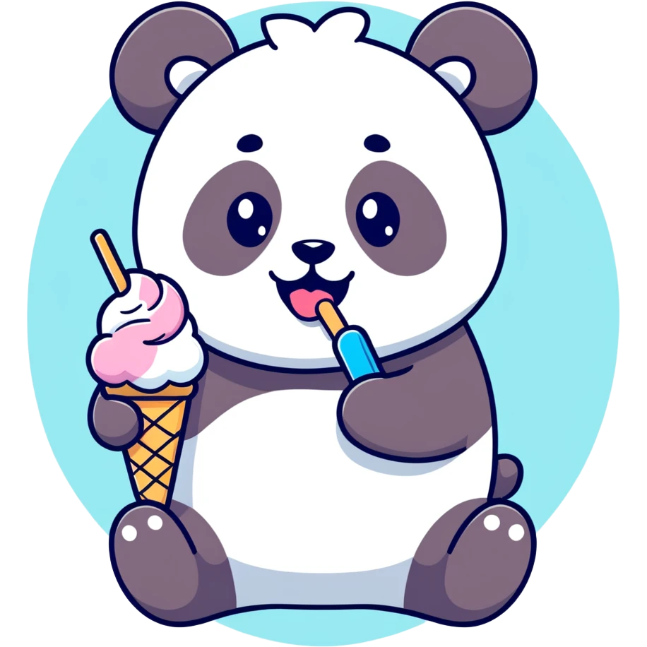 Panda eating ice cream emoji