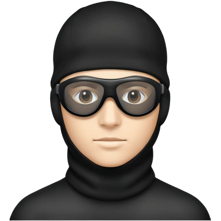 Face with black balaclava and black tinted sports glasses emoji