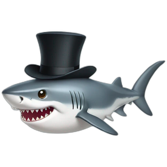Shark with a top hat emoji