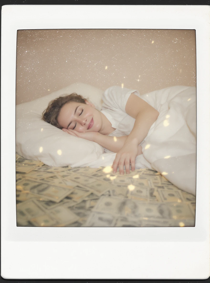 happy person napping on mattress of money emoji