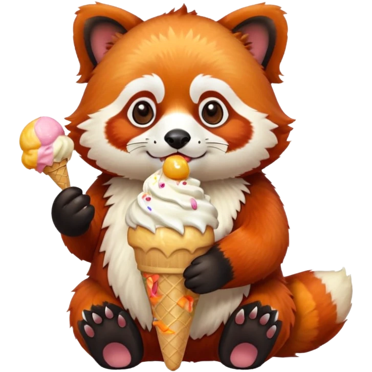 red panda with ice cream emoji