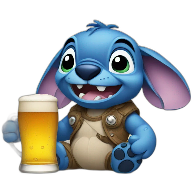 stitch drinking beer emoji