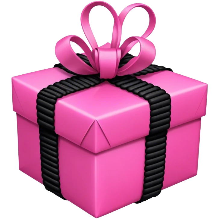 Pink Gift wrapped in a lot of black rope emoji
