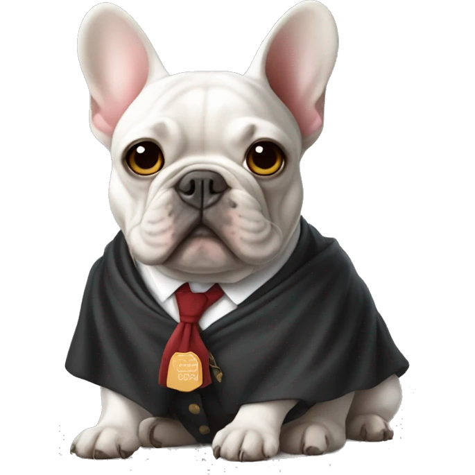 French bulldog wearing law school attire  emoji