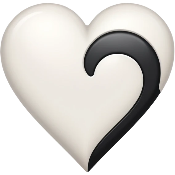 Half white and half black heart emoji