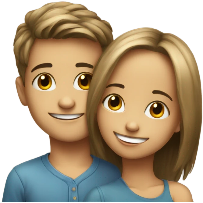 happy girl and boy kissing portrait  emoji