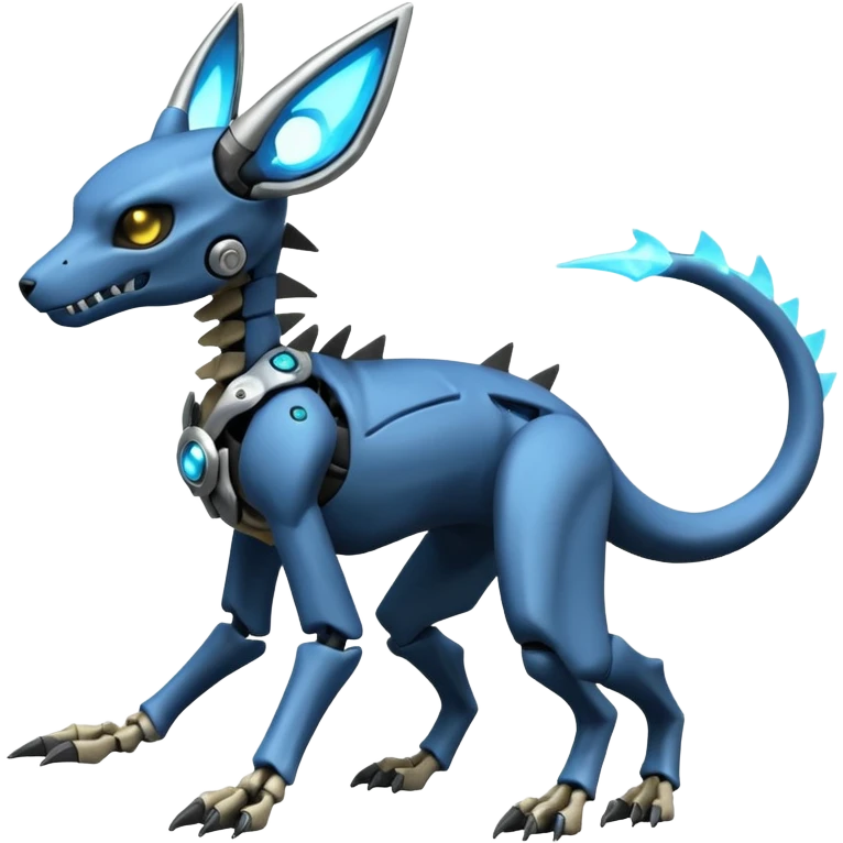 futuristic Skeleton-Cyborg-Manectric-Electrike-Cubone-Umbreon-Marowak-Draco-Fakémon-hybrid-creature (full body), 4 legs emoji