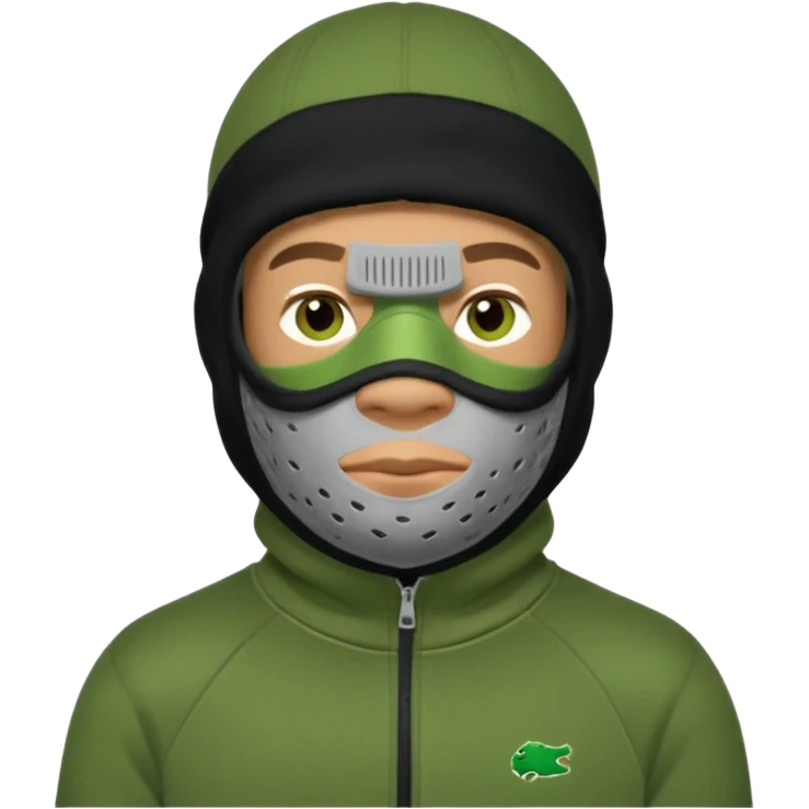 Shrek en tn avec une cagoule un jogging Lacoste avec un pull CP company emoji