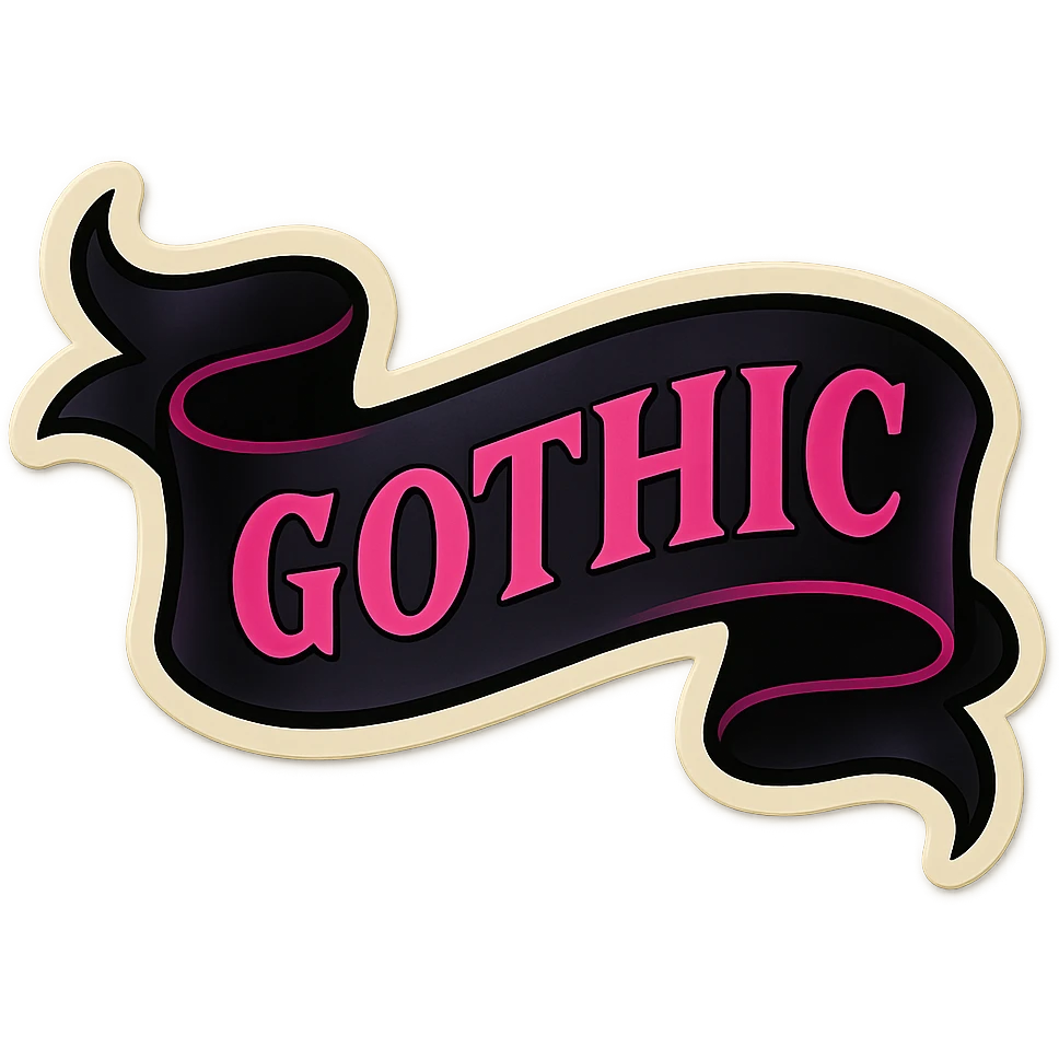 gothic ribbon, black and pink emoji