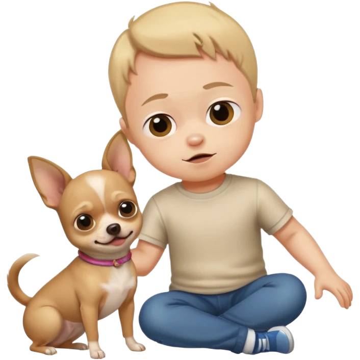 A child with Down syndrome beating a Chihuahua emoji