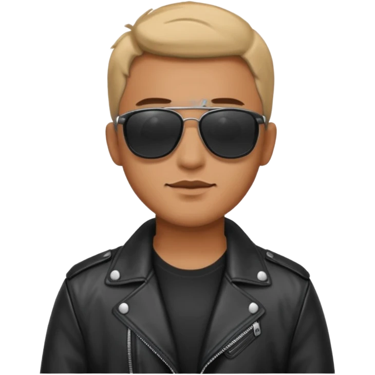 Man with black leather jacket, sunglasses emoji
