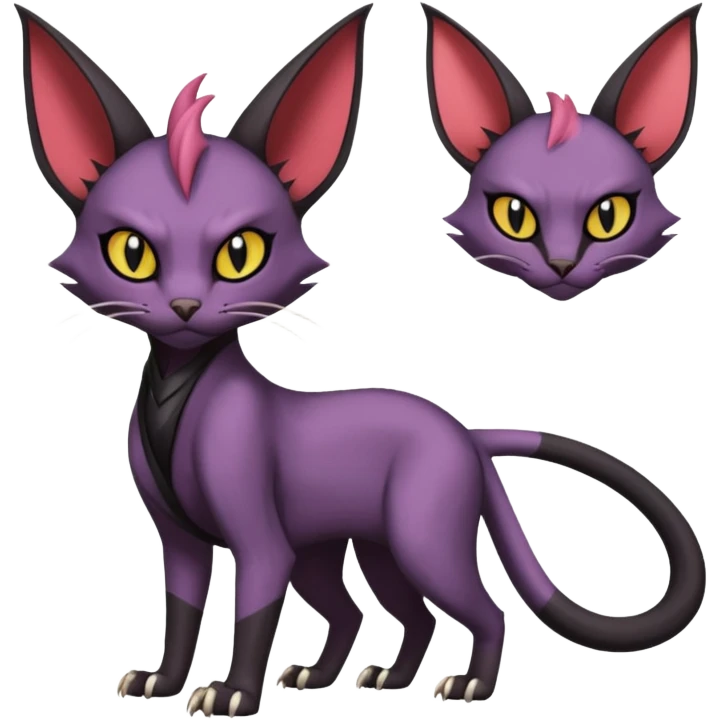 Black edgy Noivern-Noibat-Purloin-Torracat-Sphynx-Lykoi-Caracal-cat-Fakemon full-body emoji