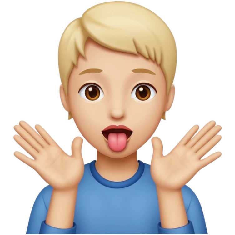 Tounge out hands to the side emoji