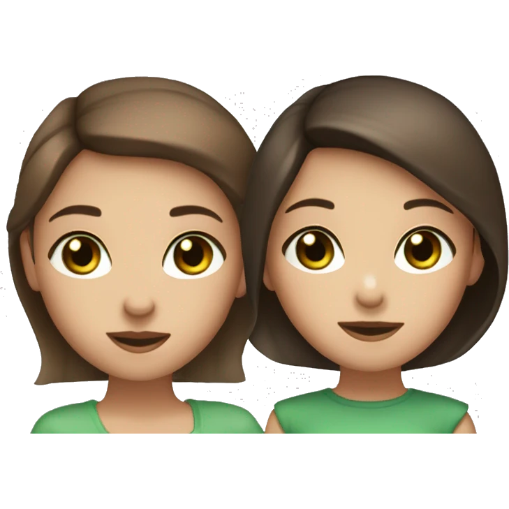 Girls trio,two with brown hair(one green eyes,one with brown eyes) and the third with a darker brown for hair and brown eyes emoji