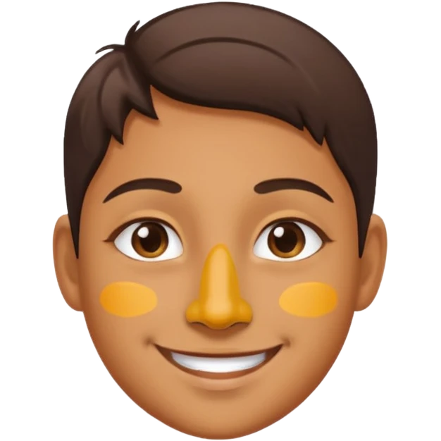 Paint on only nose, half body, ellipse shape face. emoji