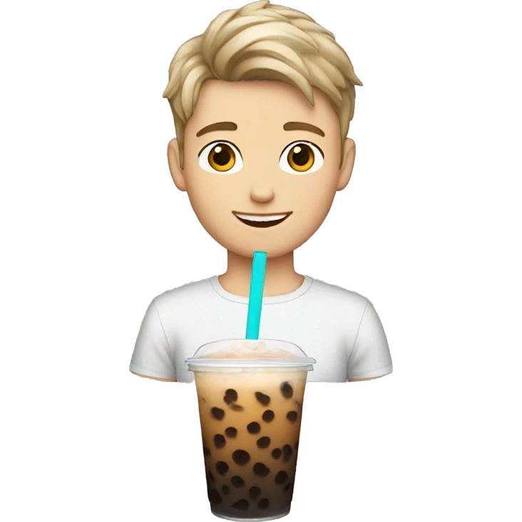 white boy with boba tea emoji