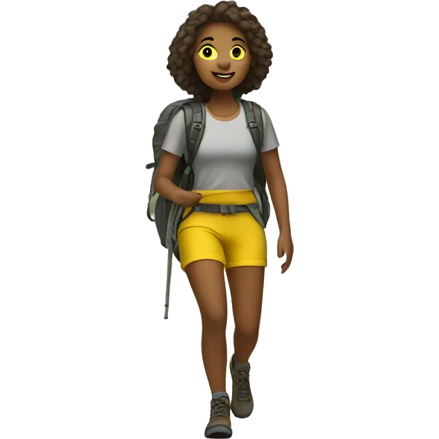 girl hiking in yellow short emoji