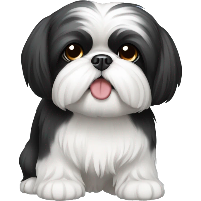Black and white shih tzu emoji
