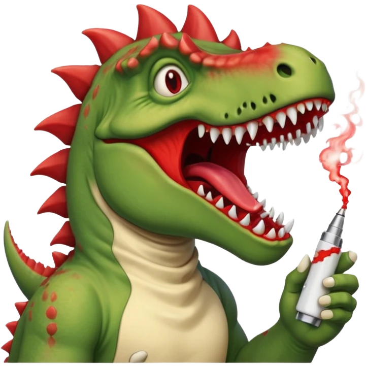 jesus has rabies and is also a dinosaur hitting a vape emoji