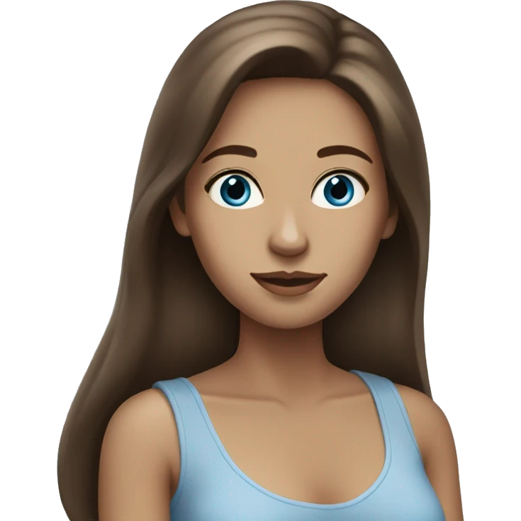 woman with long brown hair blue eyes emoji