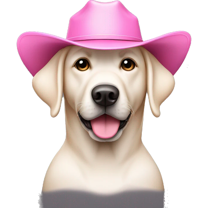 a white lab in a pink cowboy hat  emoji