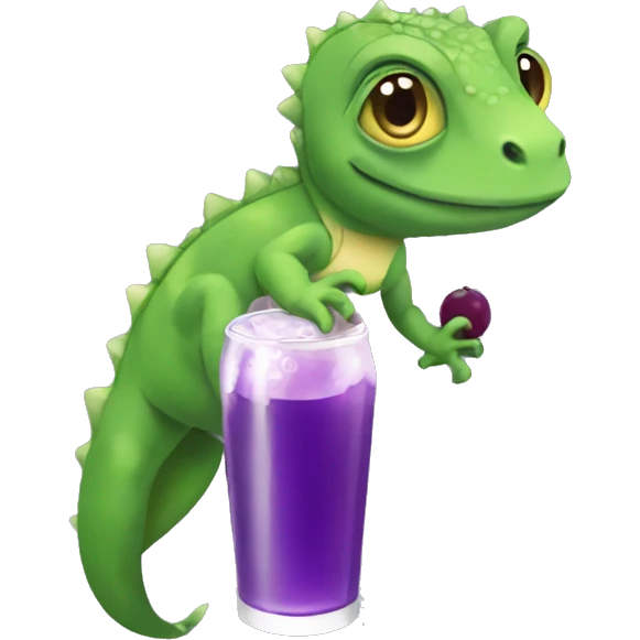 Lizard drinking grape soda emoji