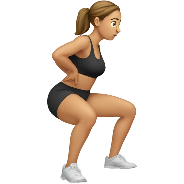 Woman doing squats ,fart emoji
