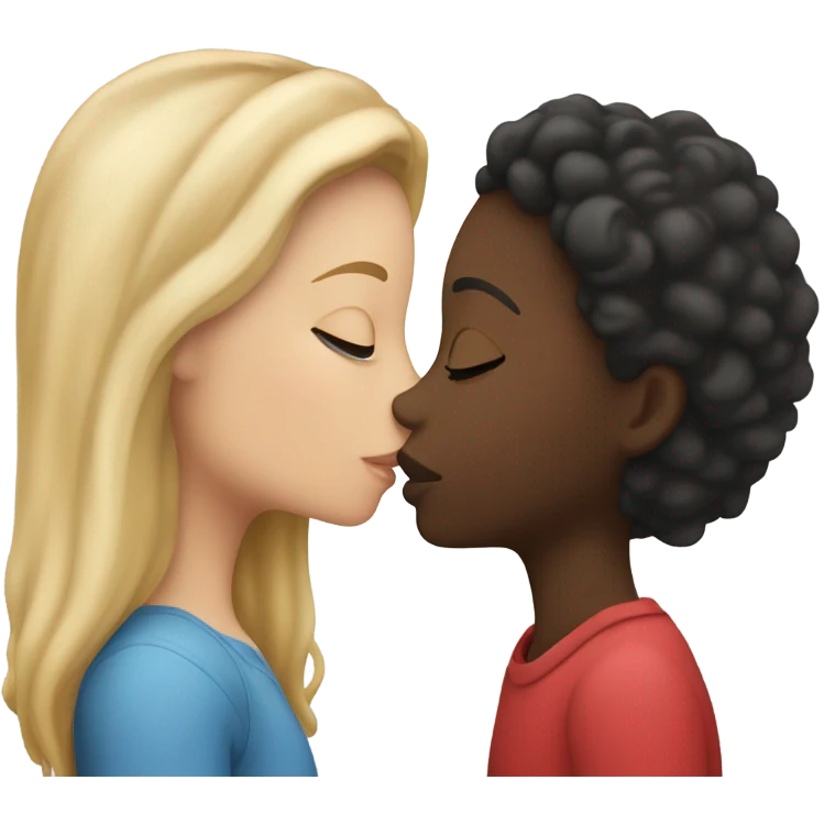 one white girl and one black girl kissing emoji