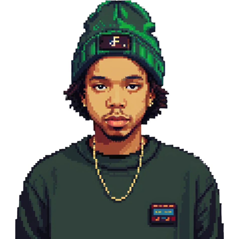 Earl Sweatshirt rapper with beanie and casual style emoji