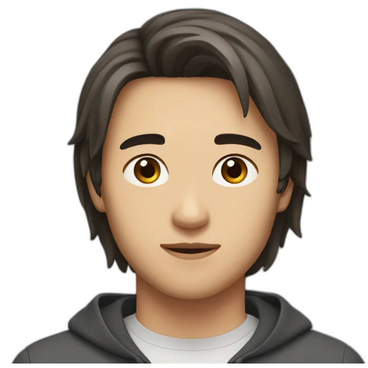 half asian half caucasian 21 year old man with short dark brown hair emoji
