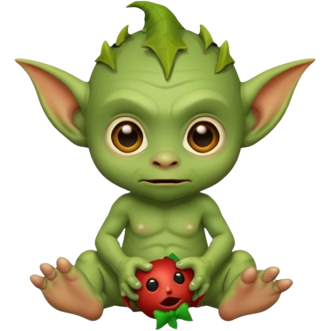 Goblin small baby  with toy  emoji