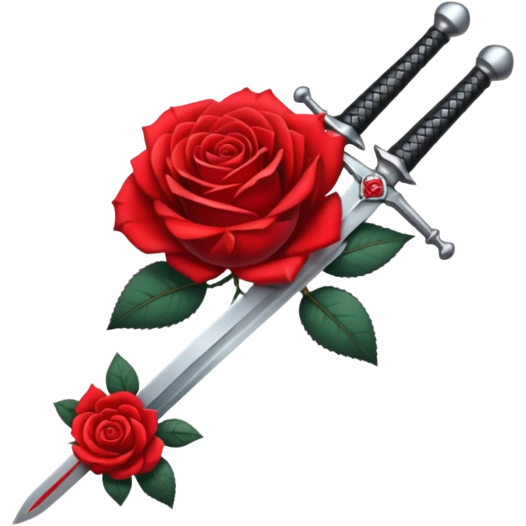 Crossed weapons with a rose emoji