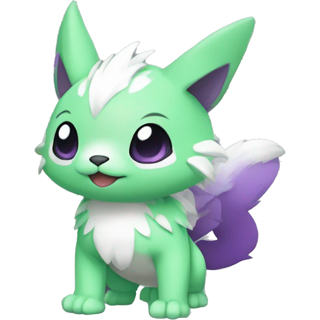 Cute cool green white purple animal hybrid Fakemon full body emoji
