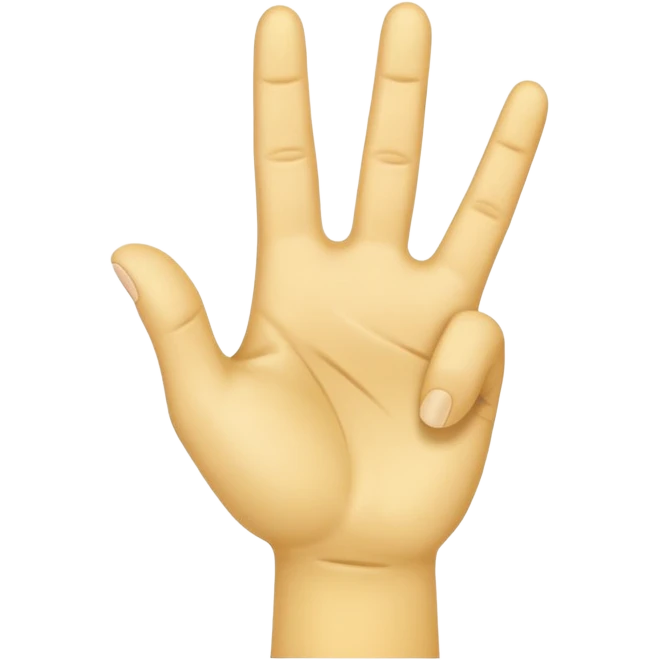 hand needs not be deformed.  NORMAL yellow hand holding up 4 fingers with thumb crossed on palm try again emoji